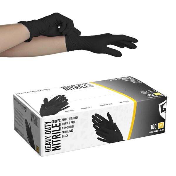 Defender Safety DSGBNS02, Nitrile Disposable Gloves, 6 Mil Palm